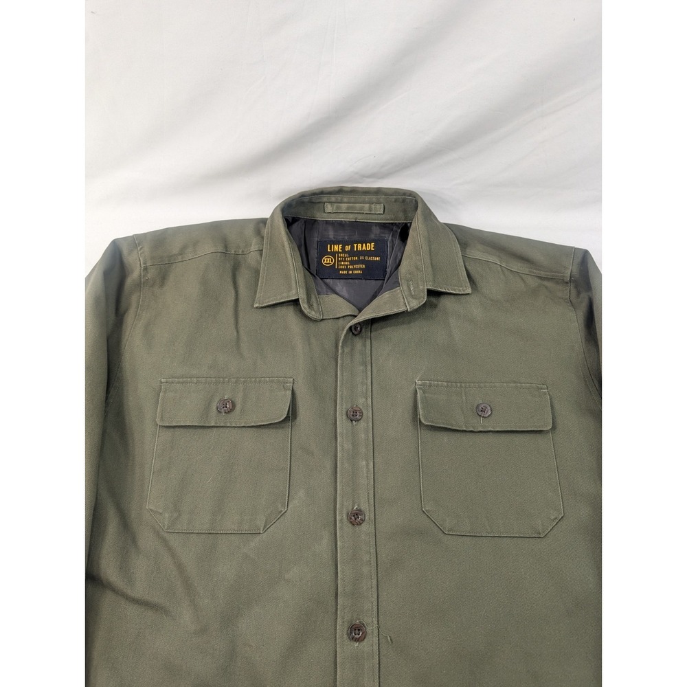 Line Of Trade Jacket Mens XXL Green Military Shirt Shacket Lined Insulated